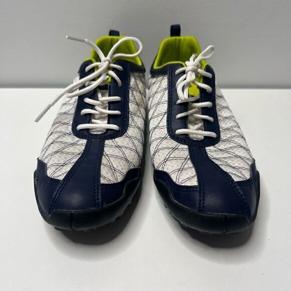FootJoy Summer Series Golf Shoes Womens Size 7.5 White Navy Spikes - Picture 3 of 7